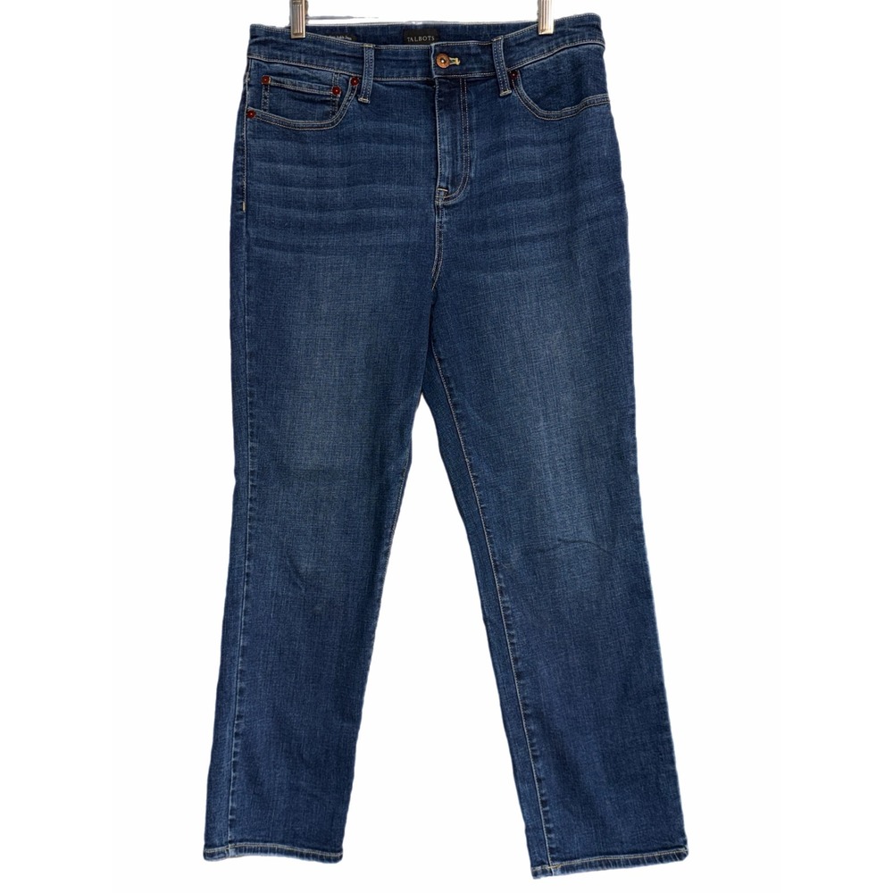 Talbots‎ Modern Ankle Jean Womens 10 Dark Wash Slim Leg Stretch Denim Blue